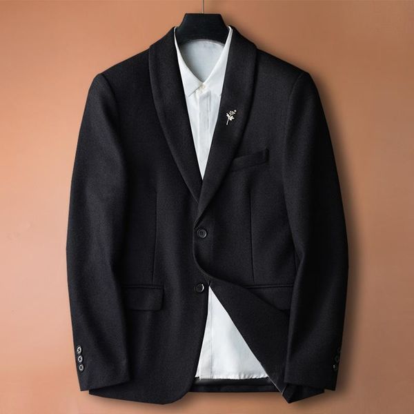

men's suits & blazers 30% wool suit jacket for men winter black blazer thick full sleeve koreal style size m-4xl, White;black