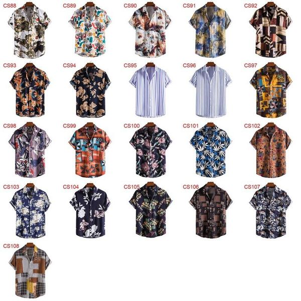 

men's casual shirts qiwn 2021 spring and summer men's hawaiian wind print shirt mens men clothing camisas para hombre, White;black