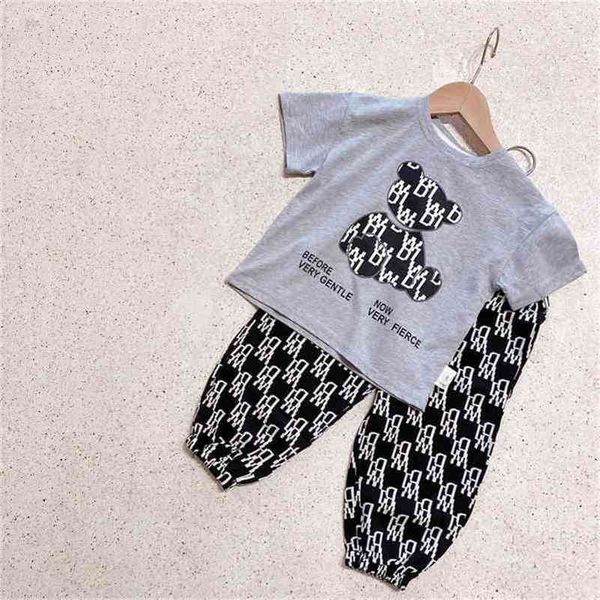 

summer arrival girls fashion cartoon sets kids korean design suit clothes 210528, White