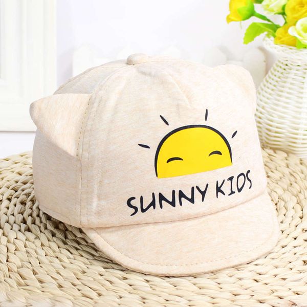 

spring children's korean hat cat ear small sun soft edge cap for boys and girls, Yellow