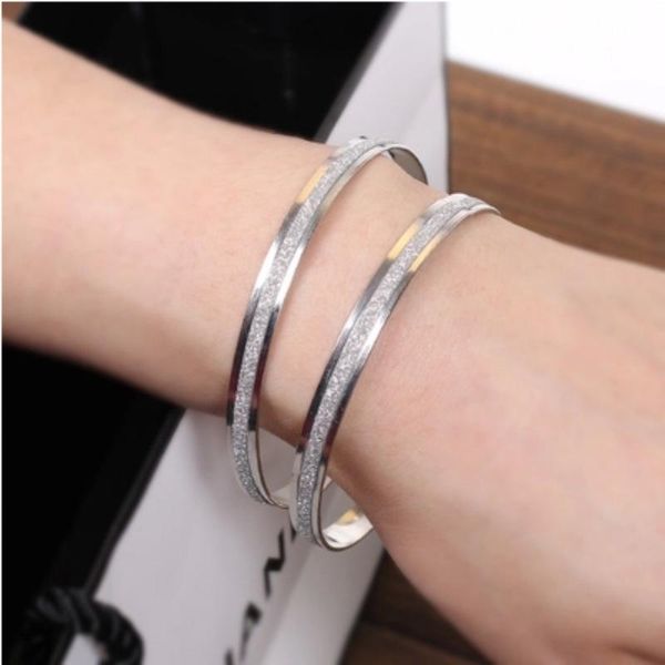 

bangle double circle frosted bracelet all-match simplicity fashion hand jewelry trinkets holiday gift charm bracelets for women, Black