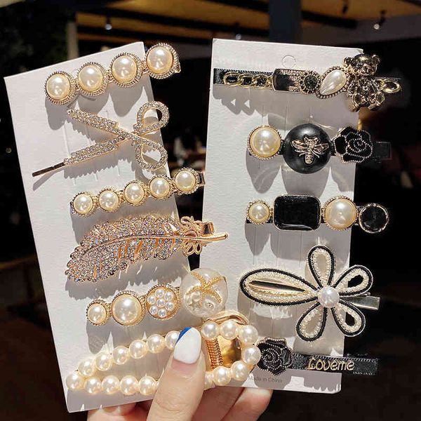 

hair jewelry accessories the same tiktok, korean version of fear pearl pin, side clip, , and popular girl liu haijia., Golden;white