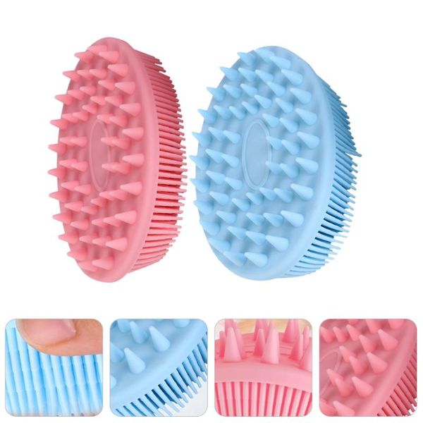 

hair brushes 1 set 2pcs silicone shampoo double-side baby bath, Silver