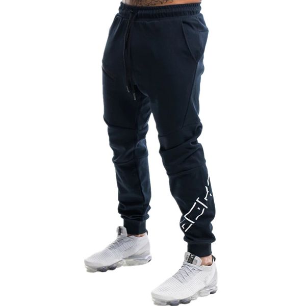 

joggers sweatpants men casual skinny pants gyms fitness workout brand track pants autumn winter male cotton sportswear trousers, Black