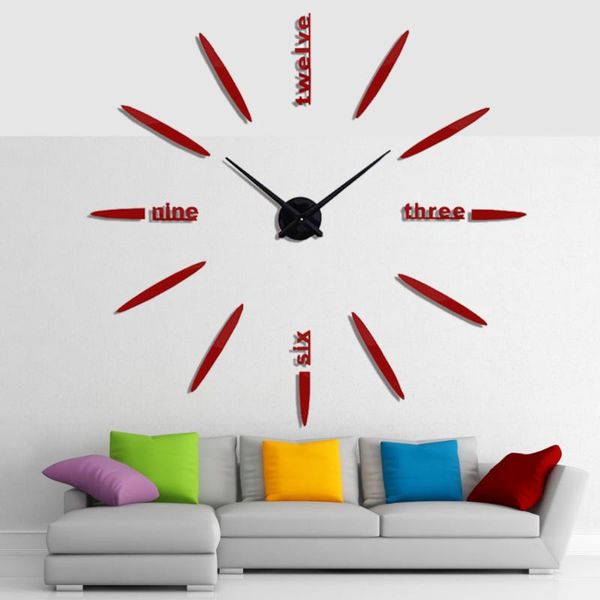 

wall clocks 2021 clock watch fashion 3d big size mirror sticker diy black color