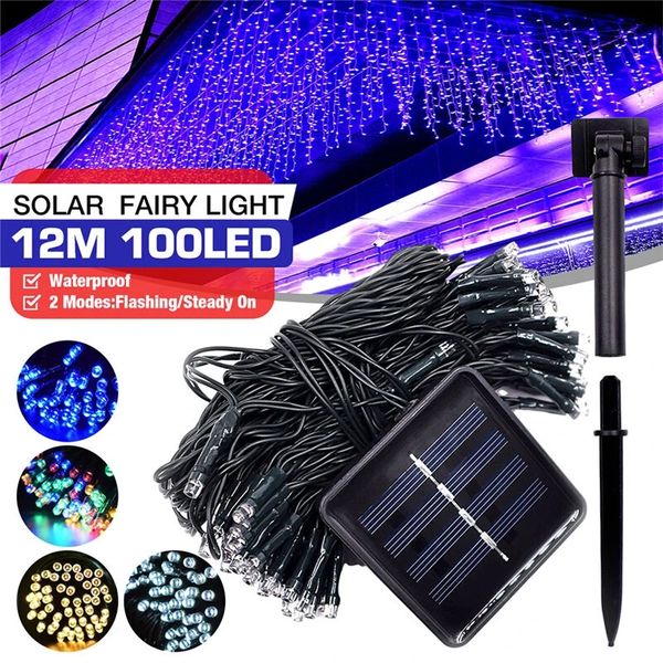 

100led 12m solar power fairy string lights christmas party decor garden outdoor - blue