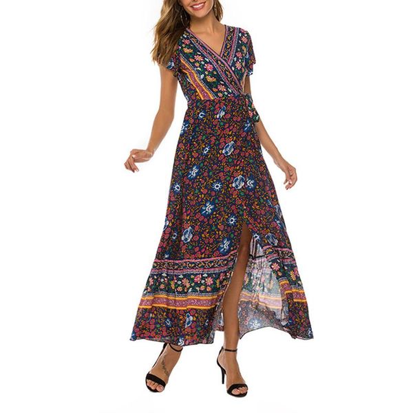 

bohemian v-neck beach holiday lace up print dress women's swimwear, White;black