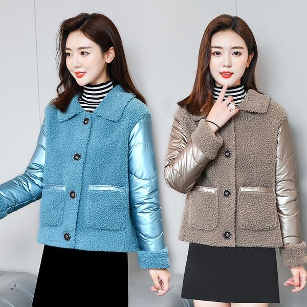 

women's fur & faux lamb wool sheep shearing coat women's winter product loose grain velvet thick, Black