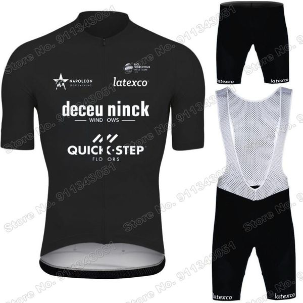 

racing sets team 2021 quick step men's black cycling jersey set summer clothing road bike suit mountain bicycle shirt bib shorts mtb, Black;blue