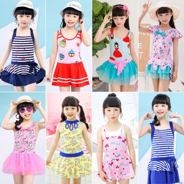 

special girls' swimsuit spring 3-7-year-old lovely princess skirt children's, Blue
