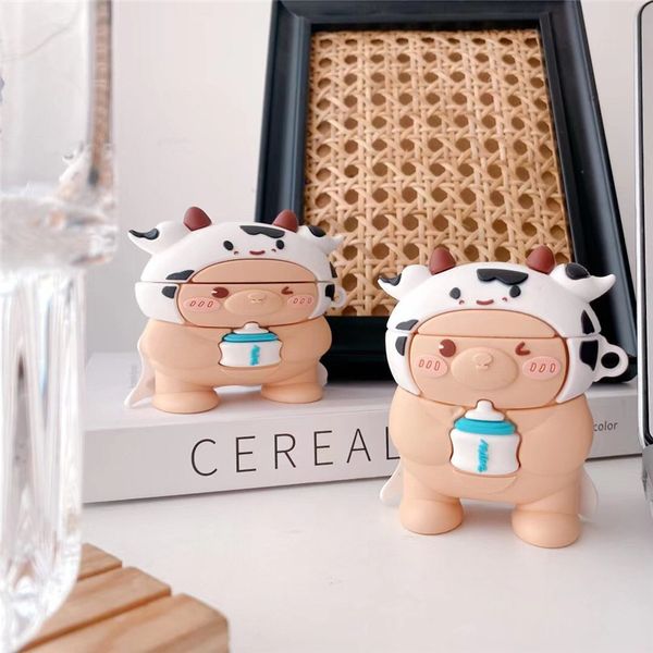 

for airpods pro 3d cute cartoon cases bear cow milk earpods case for apple airpod 1 2 3 wireless bluetooth headphone cover fundas