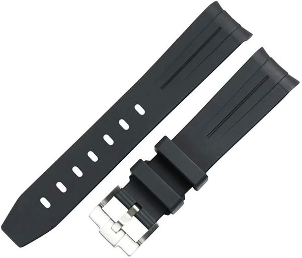 

watch bands 20mm21mm rubber strap men's pin buckle accessories for gmt outdoor sports waterproof wristband, Black;brown