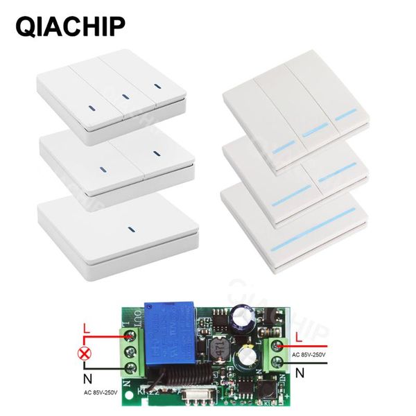 

smart home control qiachip 433 mhz wireless rf wall panel transmitter and ac 110v 220v 1 ch remote switch relay receiver hall bedroom light