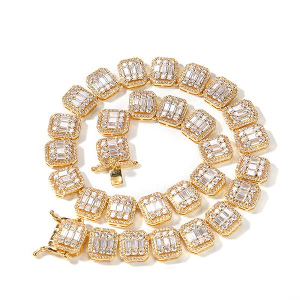 

hip hop iced out rose gold diamond tennis chain micropaved zircon mens bling jewelry gift, Silver