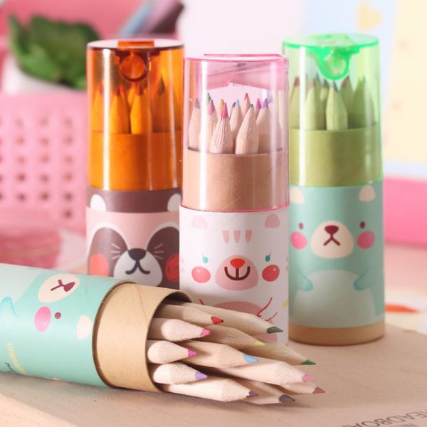 

pencils cute mini bear 12 color lead creative cartoon pencil drawing pen coloring pen student stationery pencil