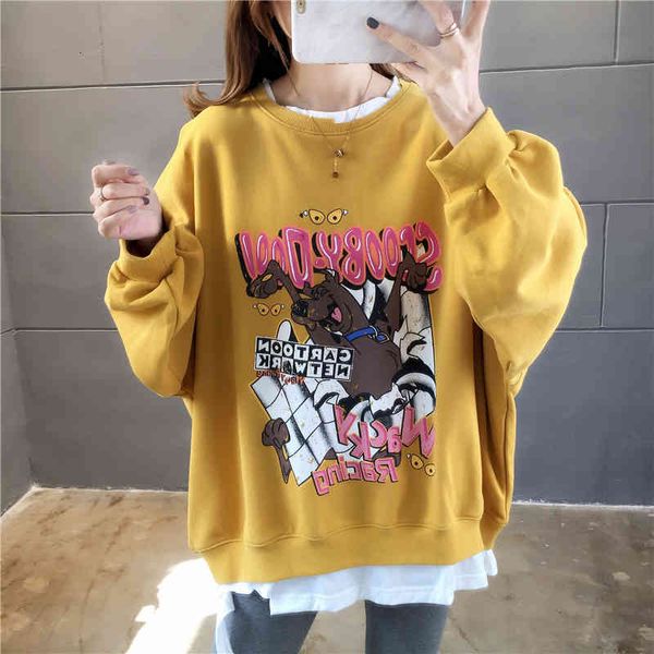 

sweater around the neck sleeve releases preppy girl hip sweat shirts oversize female hoodies 2021 spring dog luck, White;black