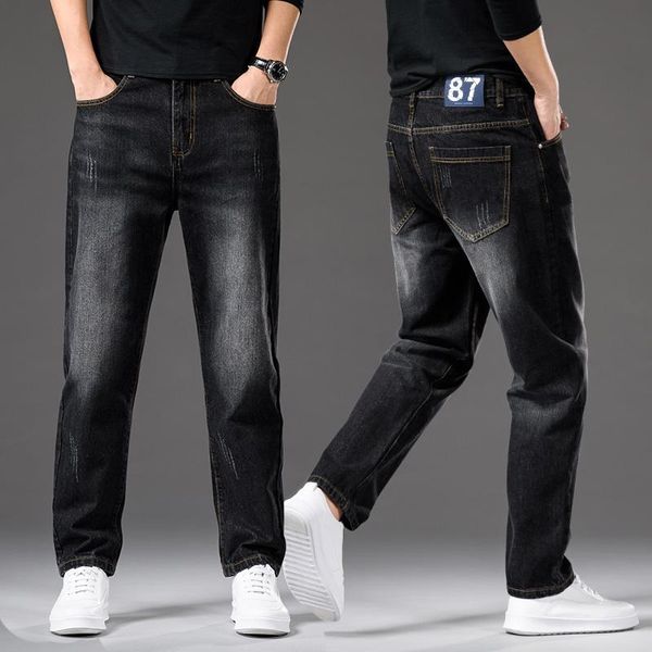 

men's jeans fashion black men 2021 straight loose casual long pants, Blue