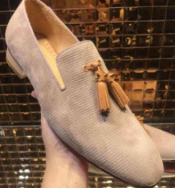 

pics factory real mens dandelion flats suede leather wedding dress shoes male loafers red sole, Black