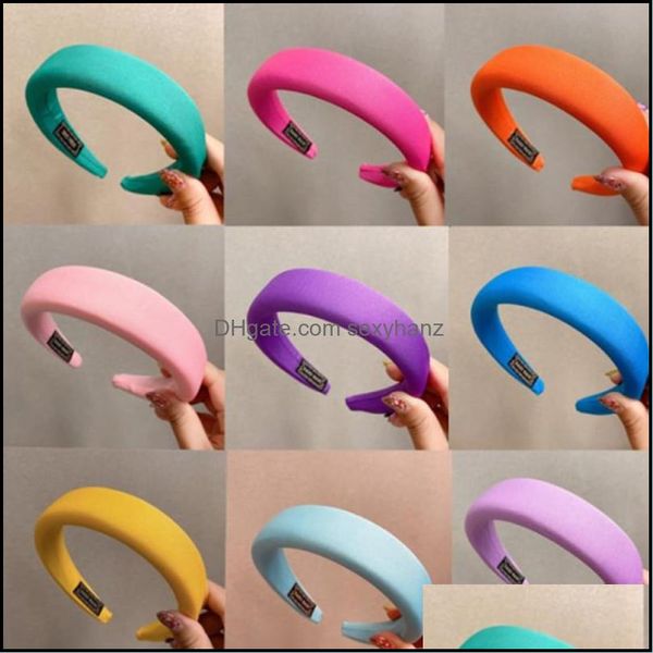 Schmuck Haarspangen Haarspangen Damenmode Gepolsterter Kopf Bandbreite Rand Stirnband Dicke Bonbonfarbe Hoop Mädchen Schwamm Rutschfeste Accessoires Dr