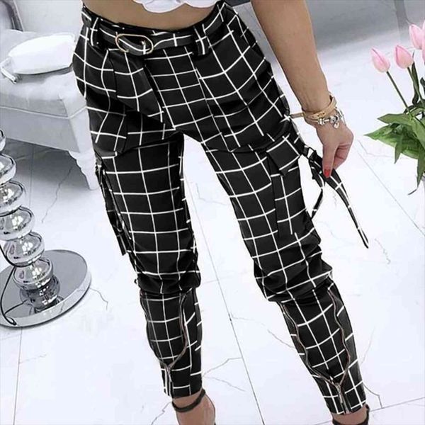 

winter casual cargo pockets womens pants slim solid straight high waist female fashion trousers for woman, Black;white