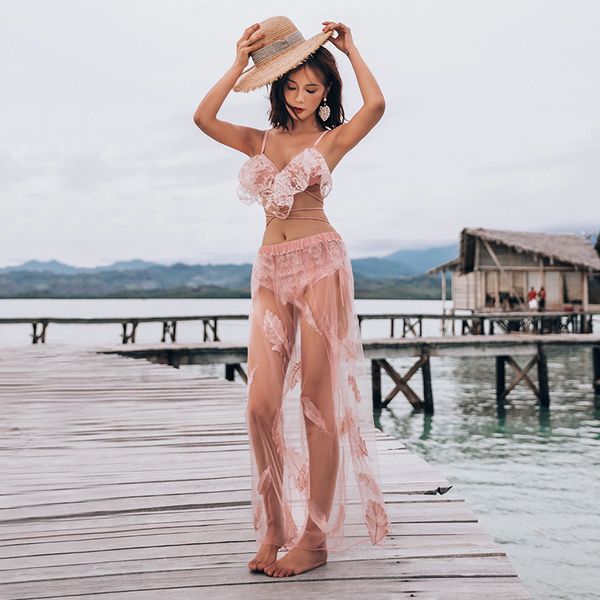 

swimsuit pink steel clasp strap high waist bikini three piece swimsuit woman, White;black