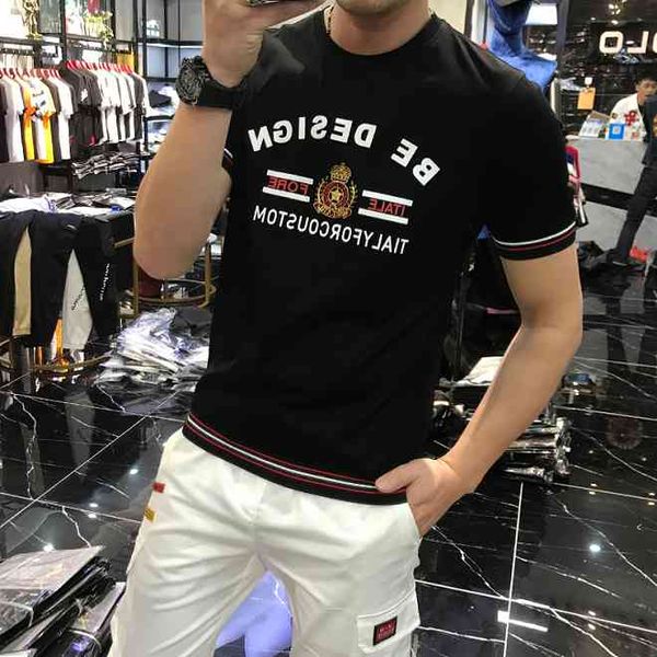 

men's t-shirts summer round turtleneck short sleeve man t-shirt a3d6, White;black