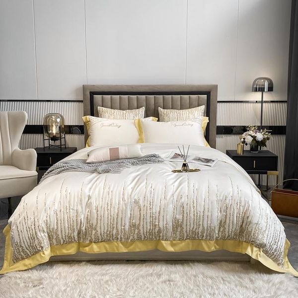 

bedding sets luxury noble white egyptian cotton set duvet cover bed linen fitted sheet pillowcases home textiles king  size 4pcs