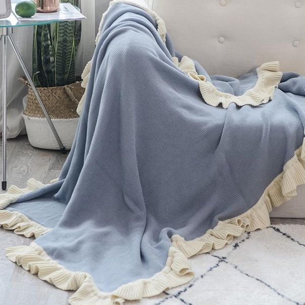 

blankets 100% cotton comfortable blanket pink brown blue sweet ruffle japan style throw casual sofa bed comforter