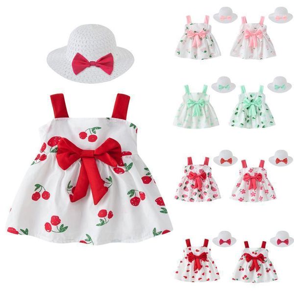 

clothing sets 2021 summer toddler baby kids girls set floral flowers beach dress+hat princess dresses hat casual outfits clothes1, White