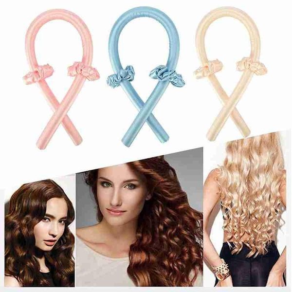 

hair clips & barrettes heatless curling rod curls silk ribbon rollers sleeping soft headband wave lazy curler set make, Golden;silver