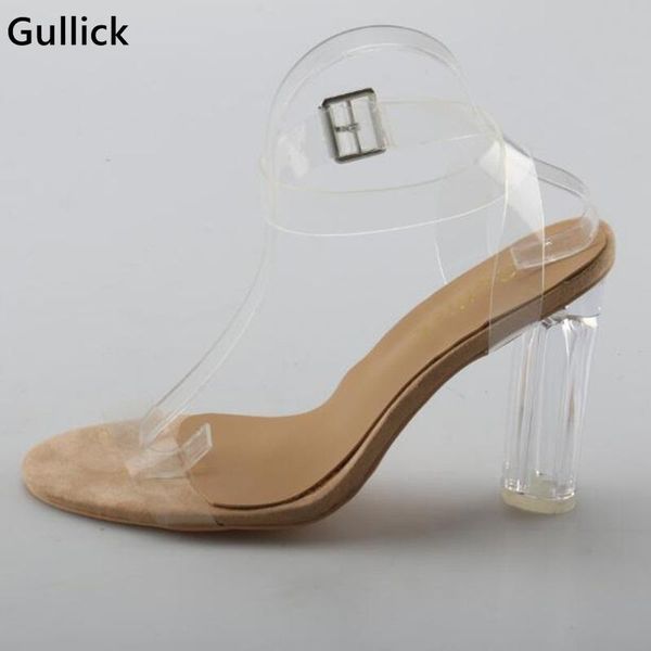 

est design summer women pvc transparent sandals open toe chunky high heels woman dress prom shoes cool factory price, Black