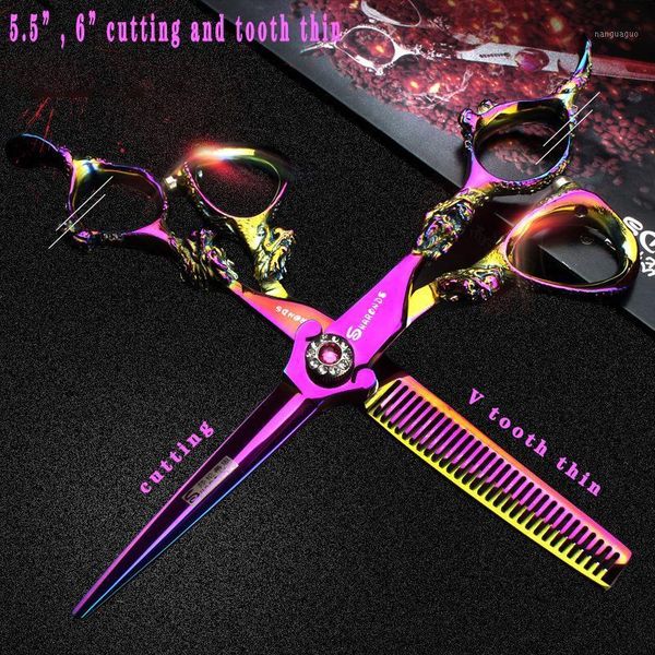 

scissors set 5.5/6 inch salon special hairdresser make fine teeth cut smooth black gold purple hair haircuts1