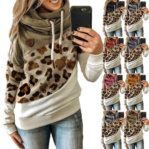 

women's t-shirt 2021 printed patchwork hooded fleece loose sweater, White