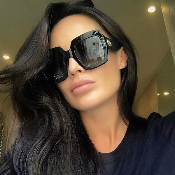 

sunglasses vintage thick frame women's square oversized shades luxury brand sun glasses women man oculos de sol uv400, White;black