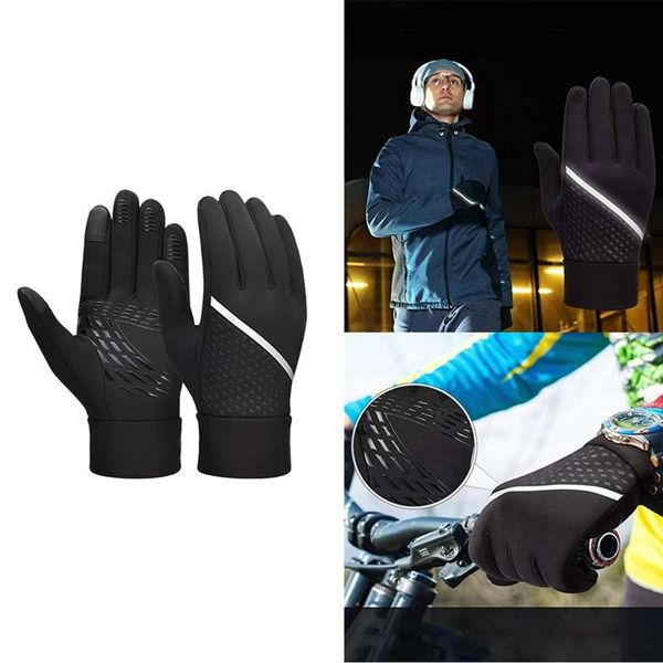 

cycling gloves press screen anti-slip thermal sports winter for running hiking driving, Black