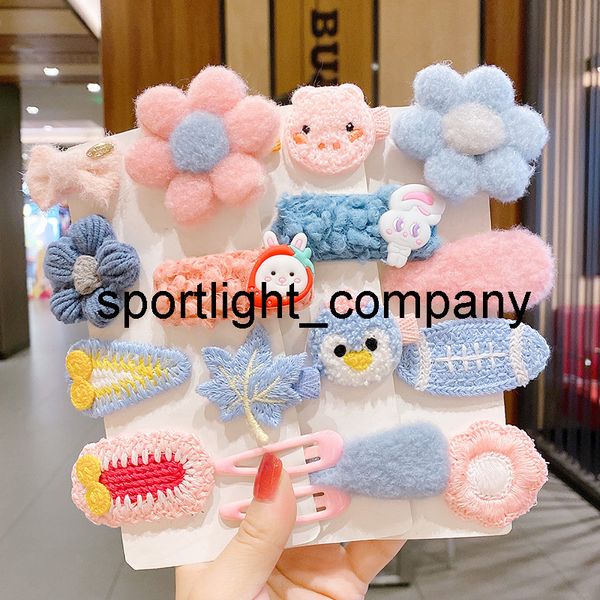 

fashion 8pcs autumn winter women girls hairpin korean plush hairpin female cute lamb hair clip bangs side clip clip gift, Slivery;white