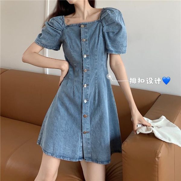 

casual dresses denim for women summer 2021 korean style, Black;gray