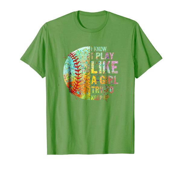 

i know i play like try to keep up softball color tshirt, White;black
