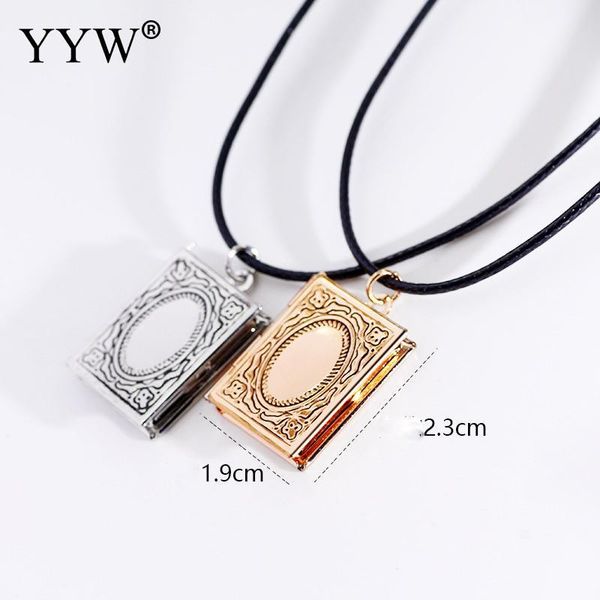 

pendant necklaces fashion carved vintage style delicate imitation book locket necklace secret hiding place po pos box, Silver