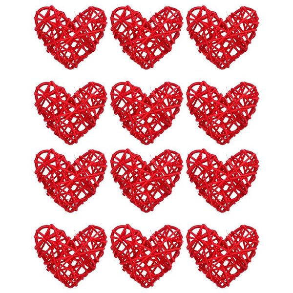 

decorative objects & figurines red natural wicker rattan heart-shaped ball valentine's day party decoration (12 pieces)