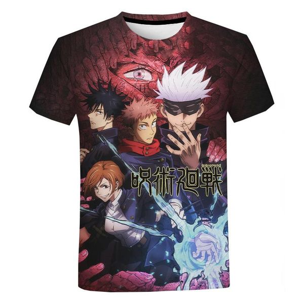 

men's t-shirts 3d t shirt anime jujutsu kaisen print summer casual short sleeve hip streetwear men women fashion oversized tee, White;black