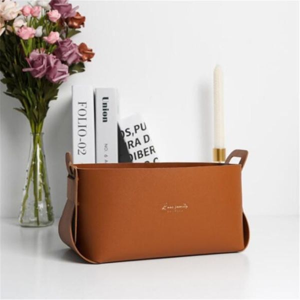 

storage bags basket leather bag desk organizer living room bathroom box