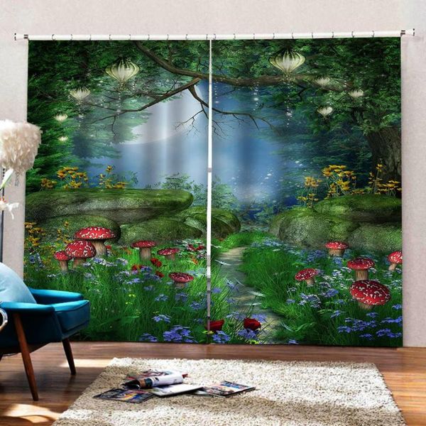 

curtain & drapes 3d door windows curtains thin mysterious magic forest living room bedroom pink decorative kitchen dropship