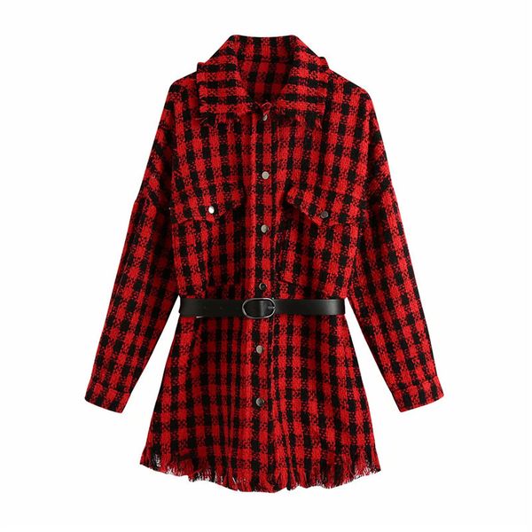 

women's trench coats evfer jacket za female plaid red, long with belt, stylish for women, winter, woolen clothing, big, chic, autumn 31, Tan;black