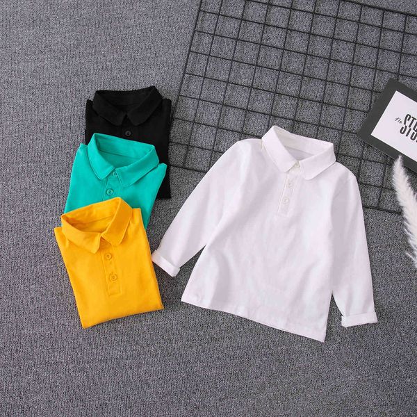 

children's hoodie fashion spring baby boy clothes solid color bottom shirts cotton turn-down collar children sweatshirt 2-14t, Black