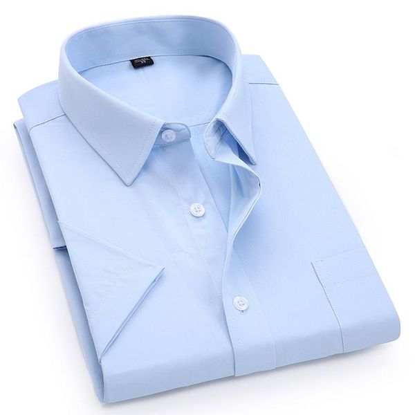 

men's dress shirts casual short sleeved shirt white blue pink black male regular fit for men social 4xl 5xl 6xl 7xl 8xl, White;black