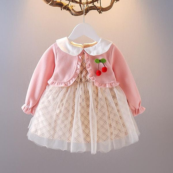 

girl's dresses 2021 autumn born baby girl clothes plaid dress for toddler long sleeve1st birthday princess infant clothing, Red;yellow