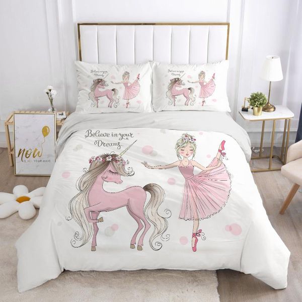 

bedding sets dancing girl duvet cover ballet girls set bed linen home textile bedclothes soft /king size for kids