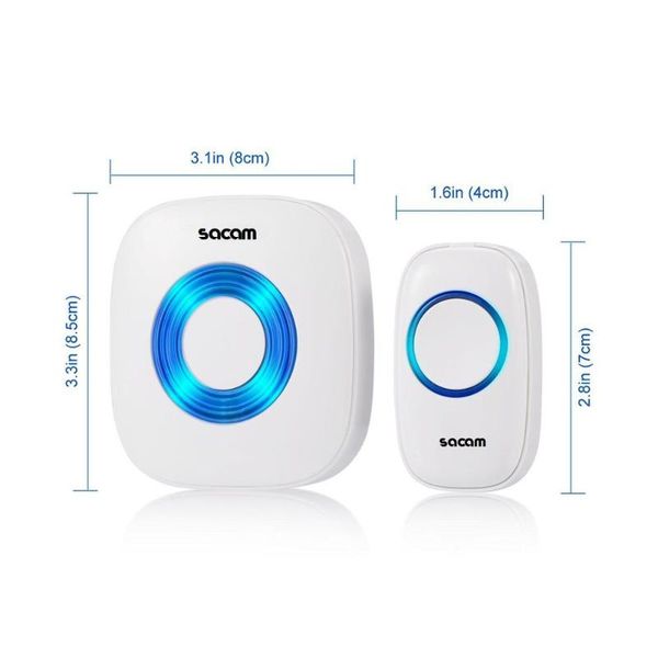 

doorbells wireless door chime operating at over 500-feet range with 50 chimes remote transmitter button is rated ip33 weatherproof an