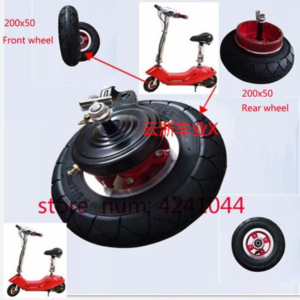 

motorcycle wheels & tires 200x50 front& rear with drive gear and brake kit 8x2" tire tube or solid tyre for electric scooter wheel chai